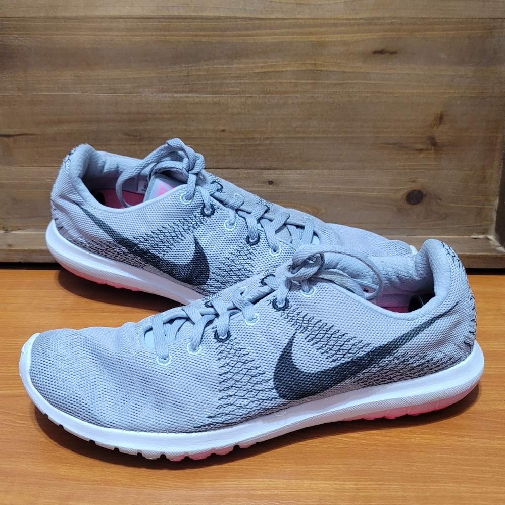 Nike Flex Furry Womans Gray Pink Sneakers